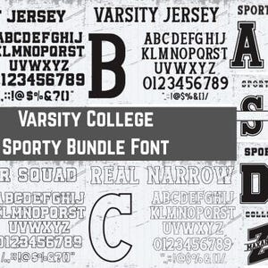 Sports Font Bundle, Font for Cricut, Sporty Fonts, Jersey Number Fonts, Football Fonts, Baseball Fonts, Cricut Font Bundle, Procreate Fonts