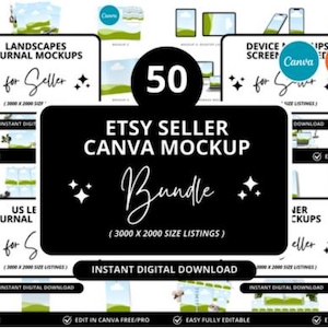 135 Etsy Listing Mockup Canva Editable Templates Bundle, Digital Product Mockup, Etsy Mockup Planners Journal, Drag and Drop Mockups