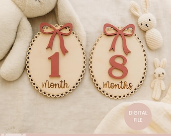 Baby Milestone Disc SVG: Laser Cut Wooden Girl Monthly Photo Props (Digital File)