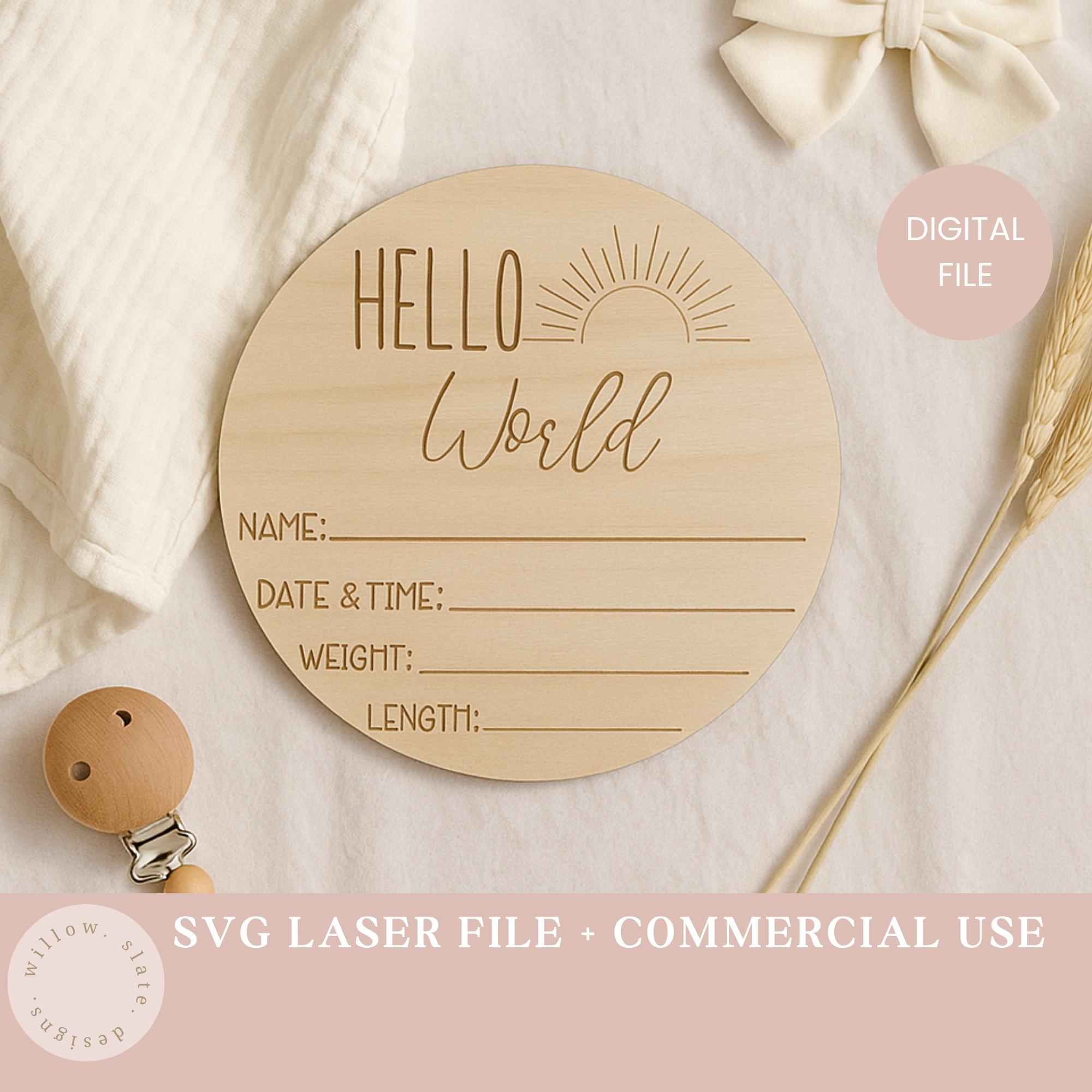 Wooden Baby Announcement Sign Laser SVG – Newborn Birth Stats Keepsake ...