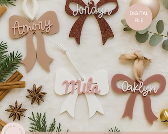 Christmas Bow Ornaments or Stocking tags - Digital Download SVG file