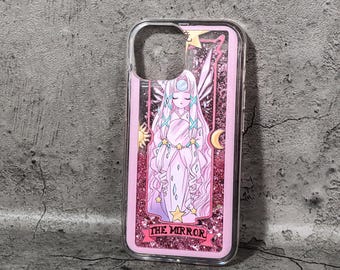 Cardcaptor Sakura Liquid Glitter Phone Case Mirror Card Soft PU Sparkle Protective Cover Anime Aesthetic Gift Sakura Fans Magical Girl Gift