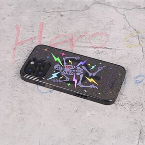 Glitter Skeleton Lightning Gothic Punk Mag Safe iPhone Case Sparkle Black Art Shockproof Apple Exclusive Christmas Gift Dual Layer iPhone image 10