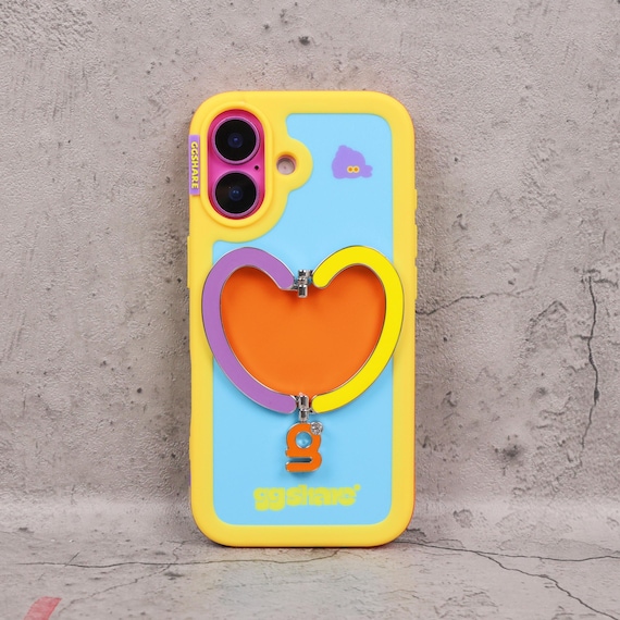 Candy Heart Metal Stand iPhone Case Cute Pastel Shockproof Apple Phone Cover with Grip Sweet Gift for Girls Holiday Xmas Stand Phone Case