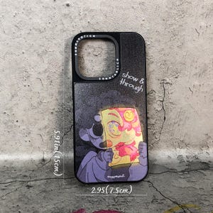 Show & Through Silk Texture Acrylic iPhone Case designed for iPhone 13, 14, and 15 models, featuring a semi-transparent back with an artistic, original illustration. This unique case is crafted using a silk-textured acrylic backplate, mirror electroplated for a polished look, and a soft silicone bumper that absorbs impacts. The case offers superior protection against drops, scratches, and bends, and the design features a backlit effect that reveals the artwork when light passes through it