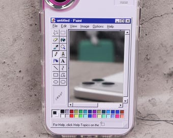 Retro PS Interface iPhone-skal med spegel, genomskinligt hårt skal, Y2K-skal, estetiskt telefonfodral, vintage-mjukvara, silverram, julklapp
