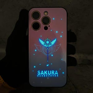 Cardcaptor Sakura Glowing LED Phone Case Magical Girl Wand Anime iPhone Case Multicolor Backlight Holiday Gifts Pastel Gradient LED Case