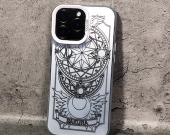 Funda para teléfono de Cardcaptor Sakura Clow con diseño de círculo mágico, cubierta de PU a prueba de golpes, agarre antideslizante, merchandising de anime, regalo para fans y coleccionistas.