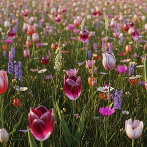 Wildflower Meadow Print:Colorful Floral Landscape, Spring Garden Art