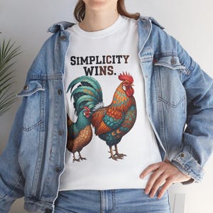 Colorful Rooster Cotton Tee, Unisex Farm Animal Shirt, Fun Graphic Tee, Gift for Chicken Lovers, Casual Everyday Wear