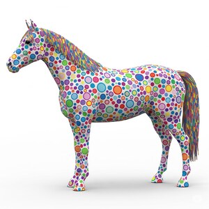 digital wall art, polkadot hoarse, fun colors kids room art, digital print, hoarse lover art, wall portrait, class room art,