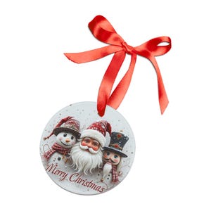 Acrylic Christmas Ornament:Glossy Finish, Red Satin Ribbon