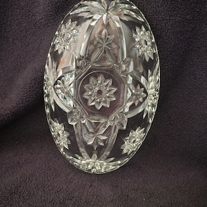 Vintage Anchor Hocking Star of David Oval Serving Bowl – Early American Prescut (EAPC) Glassware – Mid-Century Decor