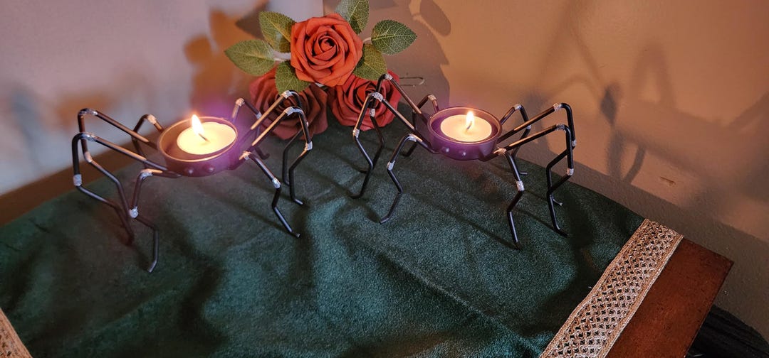 Black Metal Spider Tealight Candle Holder • Gothic Halloween Decor - Etsy