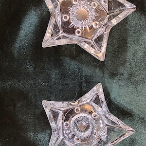 Vintage Glass Star Candle Holders | Gothic Celestial Taper Set | 80s 90s Decor | Dark Home Accent | Sacred Space  or Tabletop Display