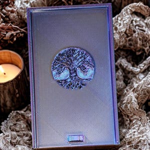 3D gedruckte Tarot Box Baum des Lebens Design dreifarbige PLA schwarz lila und blau Ton Tarot Kartenhalter Aufbewahrungsbox für Tarot Decks
