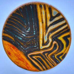 Poole Pottery Delphin Schale / Teller. Seltene Blaustempel-Marke. 1960er Jahre retro & abstrakt.