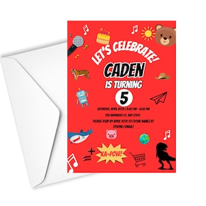 Danny Go Inspired Birthday Party Invite Birthday Invitation Digital Invite Toddler Invitation Template