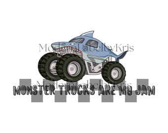 Monster Trucks Are My Jam Checkered Megalodon