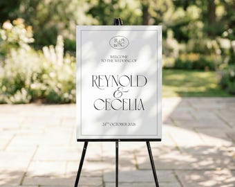 Altes Geld Hochzeit Willkommensschild Vorlage, Luxus-Event-Poster, minimalistische Zeremonientafel, digitaler Download, PSTN26