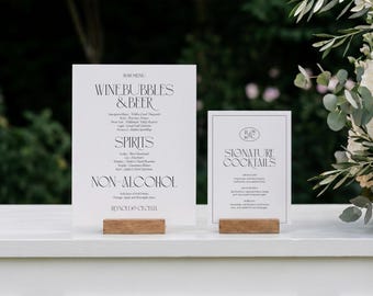 Old Geld Hochzeit Bar Menü Vorlage, Luxus Signature Drink Schild, Elegantes Cocktail Signage Bundle, PSTN26