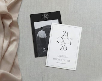 Altes Geld Foto Save the Date Vorlage, glamouröse Hochzeitsansage Postkarte, stilvolle Einladung digitaler Download, PSTN26