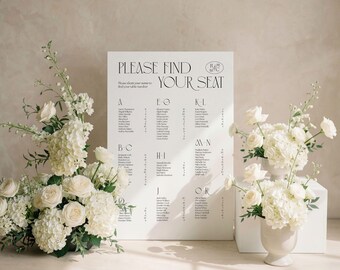 Altes Geld Hochzeit Sitzplan Vorlage, Luxus Tischplan, Elegantes Empfang Schild, Printable Digital Download, PSTN26