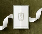 Gatefold Wedding Invitation Template, Sage Green Wedding Trifold Invite, Garden Wedding QR Code RSVP, Nature Wedding Details Card