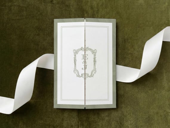 Gatefold Wedding Invitation Template, Sage Green Wedding Trifold Invite, Garden Wedding QR Code RSVP, Nature Wedding Details Card, ARD26