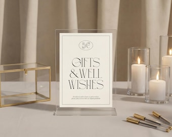 Altes Geld Hochzeitskarten und Geschenke Tischschild Vorlage, Elegante Standesamt Signage, digitaler Download, PSTN26