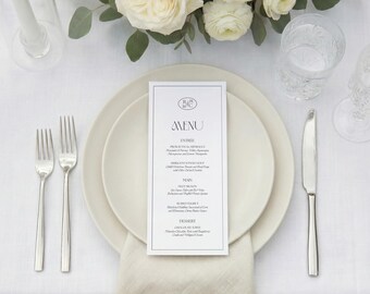 Altes Geld Hochzeitsmenü Vorlage, Luxus Dinner Karten, Elegante Empfang Printables, Digital Download, PSTN26