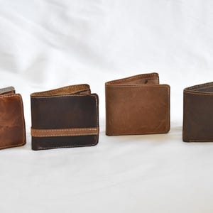 Cartera plegable de cuero genuino 100% premium hecha a mano