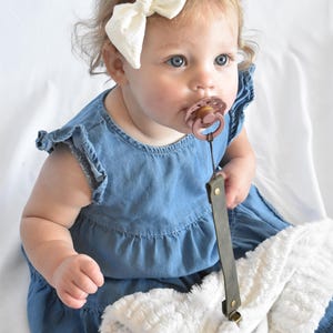 Handmade Genuine Leather Pacifier Clip for babies