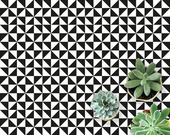 Peel & Stick Vinyl Floor Tile Modernist Triangles, Self Adhesive Floor, Vinyl Tile Sticker Flooring, Vinyl Floor Tile Decal