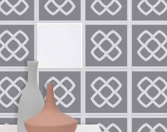 Barcelona Panot Squared Tile Stickers, Vinyl Stickers, Tile Decal, Adhesive Mid Century Tile, Self-Adhesive Vinyl, Pack of 10