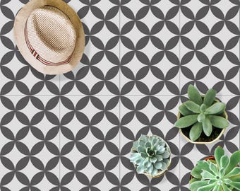 Modernistische Blumen-Vinyl-Bodenfliesen, Vinyl-Bodenaufkleber, strapazierfähiger selbstklebender Vinyl-Laminatboden