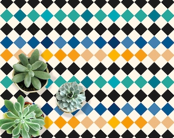 Floor Tile Sticker Mosaic Alhambra, Peel & Stick Vinyl Floor Tile, Self Adhesive Vinyl Flooring, Moroccan Vinyl Floor Tile Decal