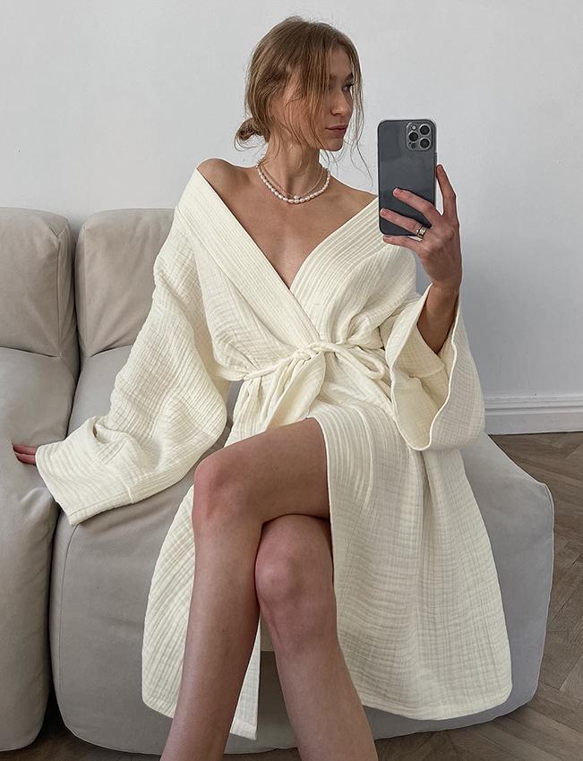 Boho Morning robe,Organic Cotton Spa Robe,Bridal Robe,Bohemian Kimono, Music Festival Kimono, Bridesmaid Robe, Gift For Her