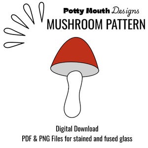 Stained Glass Mushroom, Stained Glass Pattern, Digital Download, PDF, Digital Stained Glass Pattern Mushroom Mush Room