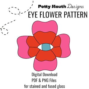Stained Glass Eye Flower, Stained Glass Pattern, Digital Download, PDF, Digital Stained Glass Pattern Flower Eye Eyes Flowers