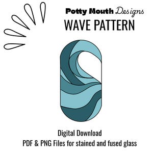 Stained Glass Wave Stained Glass Pattern, Digital Download, PDF, Digital Stained Glass Pattern Wave Waves Ocean
