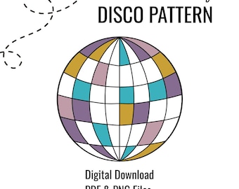 Stained Glass Disco Ball Stained Glass Pattern, Digital Download, PDF, Digital Stained Glass Pattern Music Disco Ball Dance