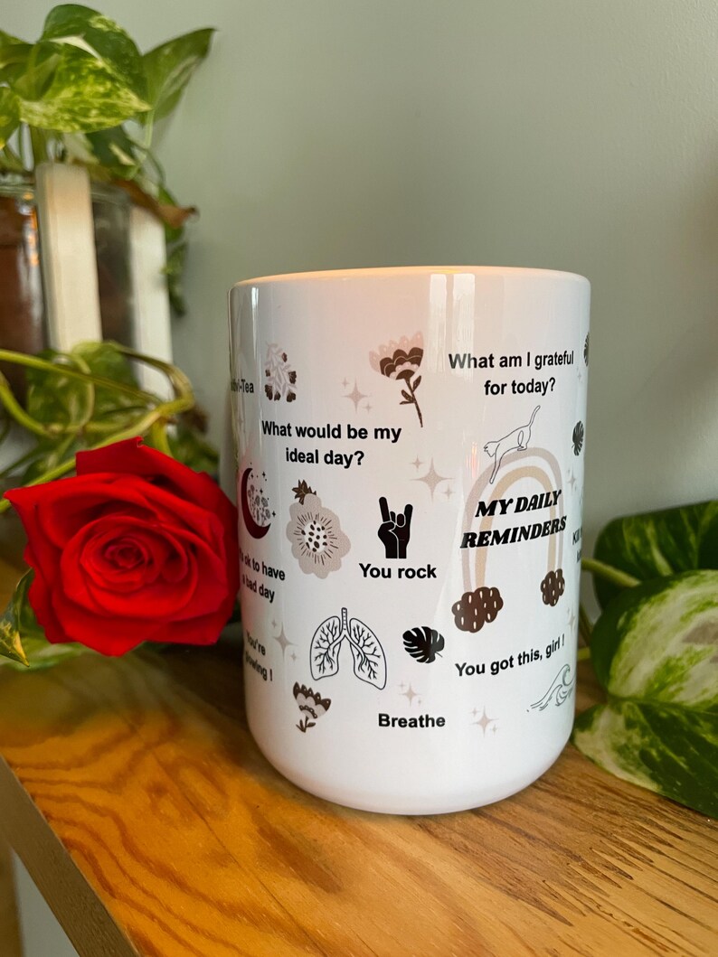 Mentale Gesundheit Becher: Tägliches Affirmationen Cup Geschenk Tech Girls 15oz Bild 13