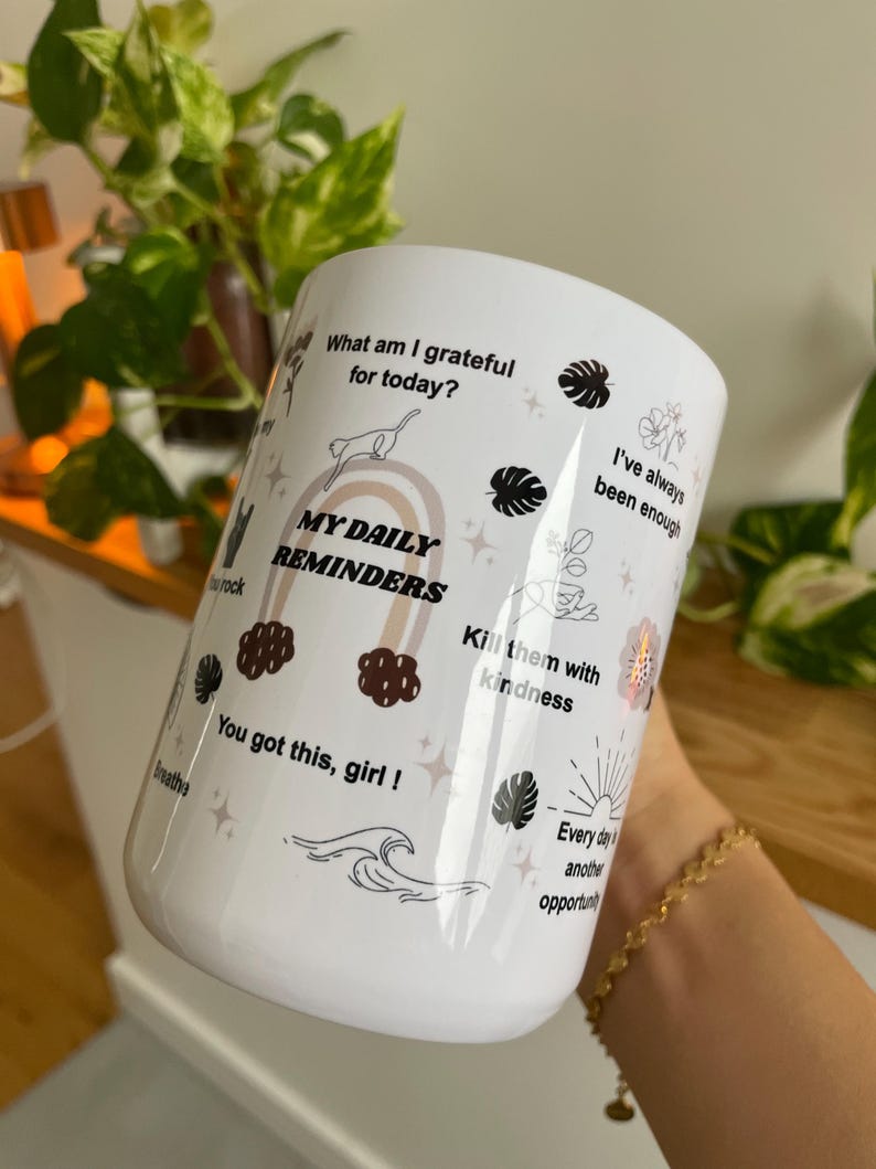 Mentale Gesundheit Becher: Tägliches Affirmationen Cup Geschenk Tech Girls 15oz Bild 3