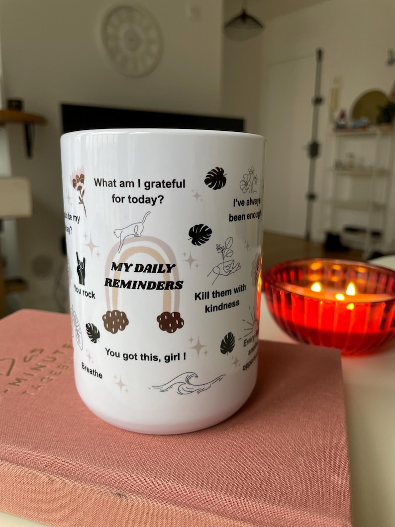 Mentale Gesundheit Becher: Tägliches Affirmationen Cup Geschenk Tech Girls 15oz Bild 12