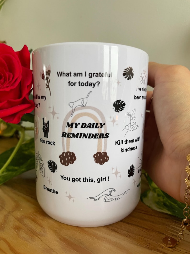Mentale Gesundheit Becher: Tägliches Affirmationen Cup Geschenk Tech Girls 15oz Bild 14