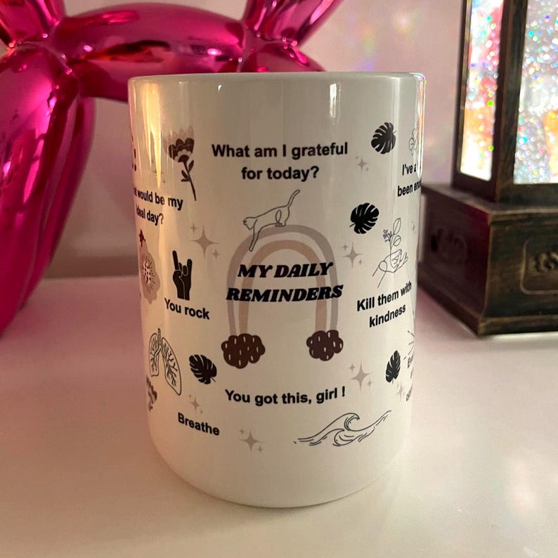 Mentale Gesundheit Becher: Tägliches Affirmationen Cup Geschenk Tech Girls 15oz Bild 17