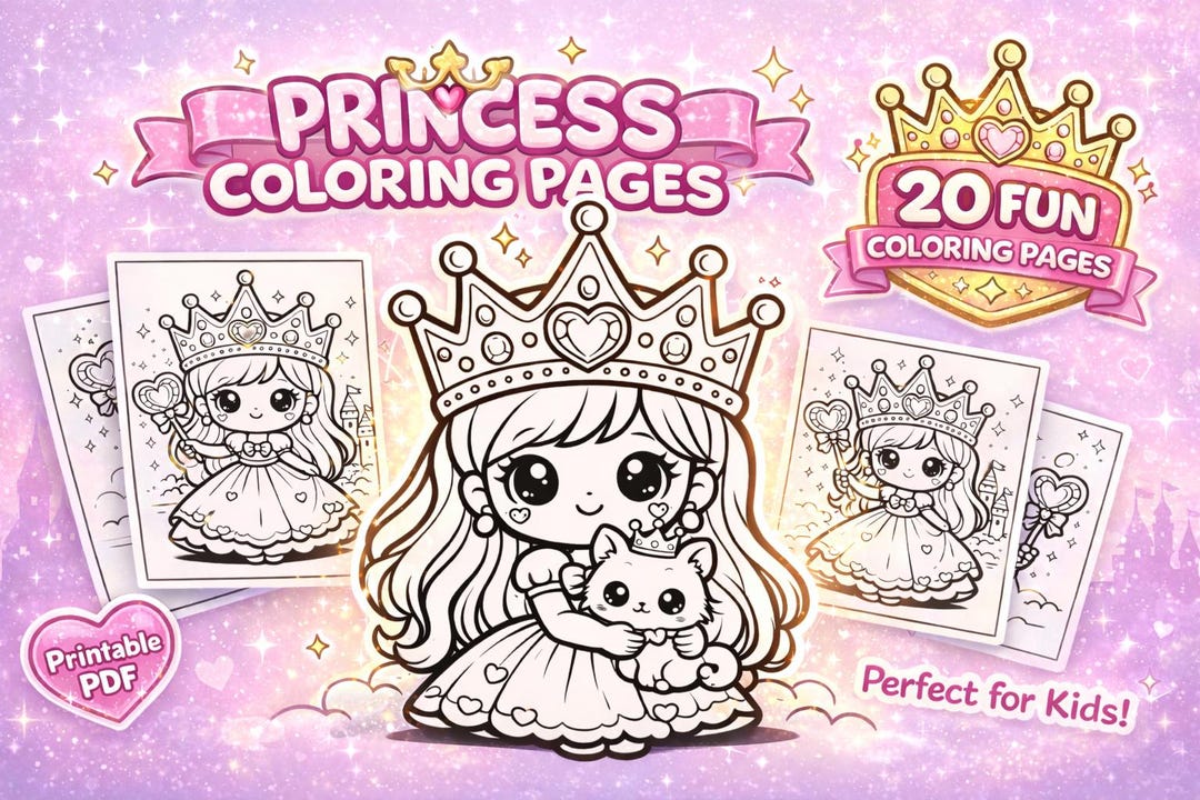 Princess Coloring Packet Princess Coloring Pages Bundle - Etsy