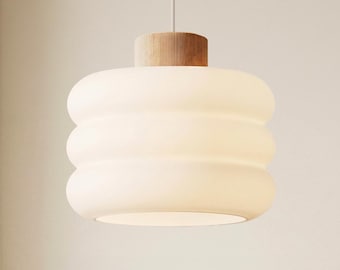 Minimalist Hanging Lamp: Stacked Donut Shade Sculptural Scandinavian Japandi Lighting