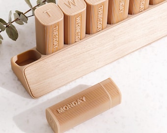 Set of Small Pill Box For Purse: Daily Travel Pill Organizer AM PM Weekly